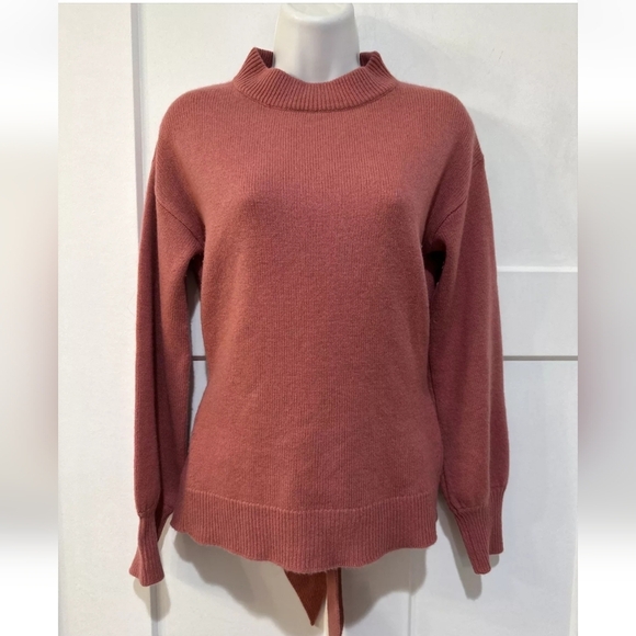 Halogen x Atlantic Pacific Mauve Cashmere Blend Mock Turtle Neck Sweater X-Small - Picture 3 of 5